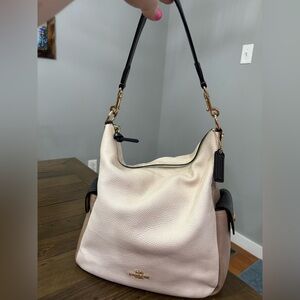Coach Pennie Color Block Shoulder Bag in  Brown, Cream and Tan with COA